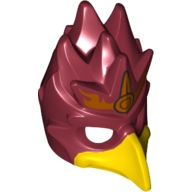 Mask Bird (Phoenix) with Yellow Beak and Gold Headpiece with Flames Print Dark Red