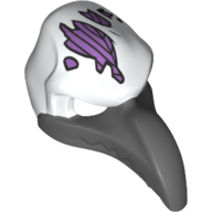 Mask Bird (Vulture) with Dark Bluish Gray Beak and Purple Head Patches Print Weiß