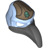 Mask Bird (Vulture) with Dark Bluish Gray Beak and Dark Tan Headpiece with Sand Green Vulture Symbol Print Bright Light Blue