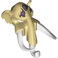 Mask Mammoth with White Tusks and Purple Sinew Patches on Forehead Print Beige