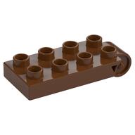 Duplo Platte 2 × 5 mit 8 Noppen und Scharnier Rotbraun