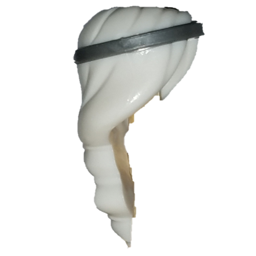 Hair Long with Headband Flat Silver Print White