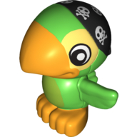 Duplo Animal Parrot with Bandanna Print Bright Green