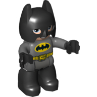 Duplo Figur Batman mit Maske / Kapuze schwarz, mit Batman-Logo (bedruckt)