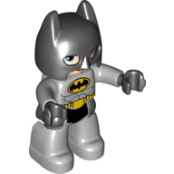 Duplo Figure Batman with Mask / Cowl Black, with Batman Logo Print Hellblaugrau