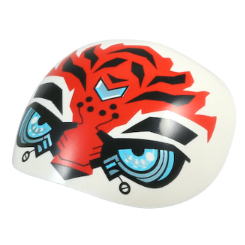 Large Figure Shoulder Cover, Armor, Round, Smooth with Bar with Tiger Face, Bionic Eyes print Weiß