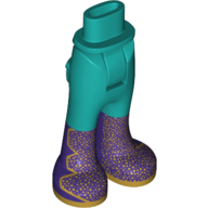 Minidoll Hips and Trousers with Back Pockets with Dark Purple Boots with Gold Decoration Print Dunkeltürkis