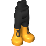 Minidoll Hips and Trousers with Back Pockets with Black Laces on Bright Light Orange Boots Print Schwarz