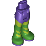 Minidoll Hips and Trousers with Back Pockets with Lime Leggings, Bright Green Boots with Dark Purple Soles Print Dark Purple