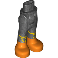 Minidoll Hips and Trousers with Back Pockets with Yellow Lines and Hexagons and Dark Orange Boots Print Perltitan