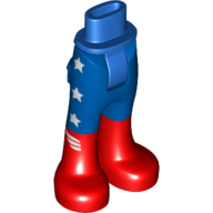 Minidoll Hips and Trousers with Back Pockets with White Stars and Red Boots Print Blue