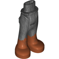 Minidoll Hips and Trousers with Back Pockets with Dark Orange Boots with Copper Leaves Print Perltitan