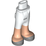 Minidoll Hips and Trousers with Back Pockets with Light Nougat Legs, Silver Shoes White
