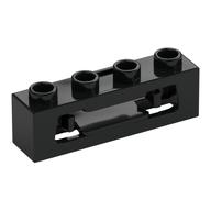 Launcher, Brick Special 1 × 4 with Inside Clips (Disk Shooter) with Recessed Center 2 Studs Black