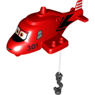 Duplo Helicopter Body with Attached Rope and Hook, Blade Ranger Print Rot