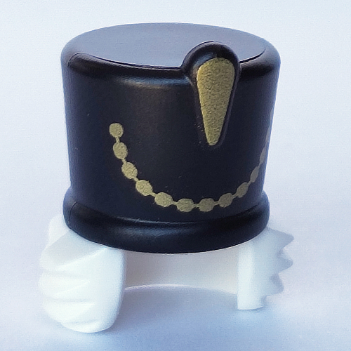 Hair and Hat, High Shako with White Hair and Gold Chain print Schwarz
