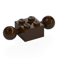 Technic Brick Special 2 × 2 with 10.2mm Balls with Holes and Axle Hole Dunkelbraun
