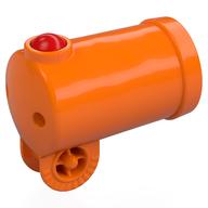 Duplo Kanone, schießend mit Achsloch und rotem Abschussknopf in Orange
