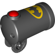 Duplo Cannon, Shooting with Axle Hole and Red Firing Button, with Batman Logo Print Schwarz
