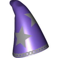 Hat Cone Drooping with Silver Stars Print Dunkellila