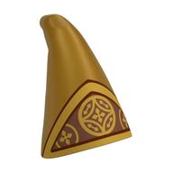 Hat Cone Drooping with Dark Red/Gold Triangle, Gold Decorations on Metal Red Background print Pearl Gold