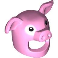 Costume / Mask, Pig with Black Eyes Print Leuchtrosa