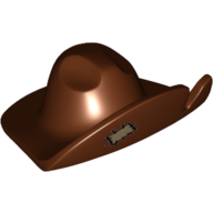 Hat Wide Brim with Cut and Tan Patch Print Reddish Brown