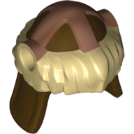 Helmet Barbarian with Tan Fur and Copper Markings Pattern Dark Brown