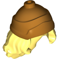 Hair and Hat / Helmet, Long Wavy with Gold Greek Soldier Helmet Pattern Leuchtendes Hellgelb