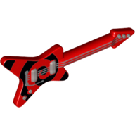 Musical Instrument Guitar Electric 'ML' Type with Black Spiral and Silver Strings, Bridge and Whammy Bar Print Rot
