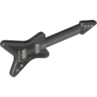 Musical Instrument Guitar Electric 'ML' Type with Pick Guard and Silver Strings and Knobs Print Black