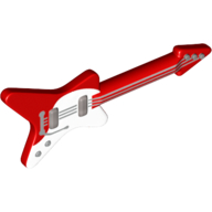 Musical Instrument Guitar Electric 'ML' Type with Curved White Pick Guard and Silver Strings and Knobst Red