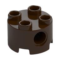 Brick Round 2 × 2, Pin Holes Dark Brown