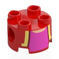 Stein rund 2 × 2, Pinlöcher mit goldenen Revers und magentafarbenem Unterhemd (bedruckt) in Rot