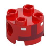 Brick Round 2 × 2, Pin Holes with Dark Red Toad Pit Crew Torso, White Buttons print Rot