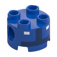 Brick Round 2 × 2, Pin Holes with Dark Blue Toad Pit Crew Torso, White Buttons print Blue