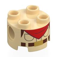 Brick Round 2 × 2, Pin Holes with Scouting Uniform, Reddish Brown Belt, Red Handkerchief print Beige