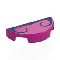 Tile Round 1 × 2 Half Circle with Dark Blue Handle Bar Moustache print Magenta