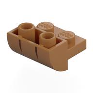 Brick Curved Inverted 2 × 2 with 1 × 2 Cutouts with Reddish Brown Stripes print Mittelnougat