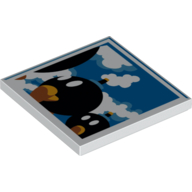 Tile 4 × 4 with Bob-Ombs print Weiß