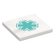 Tile 4 × 4 with Dark Turquoise Star of Life print White