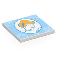 Tile 4 × 4 with Classic Cinderella Portrait on White Background, Bright Light Blue Border print Weiß