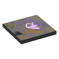 Tile 4 × 4 with Dark Purple/Lavender Maleficent Portrait, Gold Border, Symbols, '1959' print Black