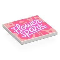 Tile 4 × 4 with Dark Pink 'Flower Spark', Coral Flower, Warm Pink Background print White