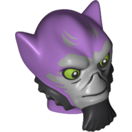 Minifig Head Special, Lasat with Light Bluish Gray Face, Black Beard and Sideburns Print (Zeb Orrelios) Medium Lavender
