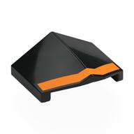 Brick Sloped 33° 2 × 2 Double / Inverted with Orange Stripe print Black