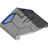 Brick Sloped 33° 2 × 2 Double / Inverted with Robot/Autobot Face print (Bumblebee) Hellblaugrau