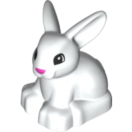 Duplo Animal Rabbit with Head Raised and Pink Nose Print White