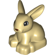 Duplo Animal Rabbit with Head Raised and Brown Nose Print Tan