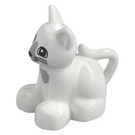 Duplo Animal Cat / Kitten Sitting with Gray Nose and Chest Print